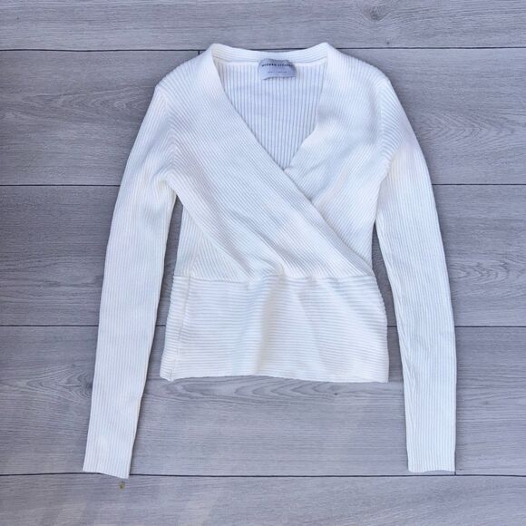 Modern Citizen V-Neck Crossover White Long Sleeve Top Women’s S/M - Picture 5 of 5